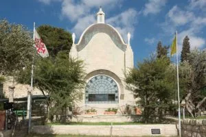 Facade of Dominus Flevit Church on the Mount of Olives