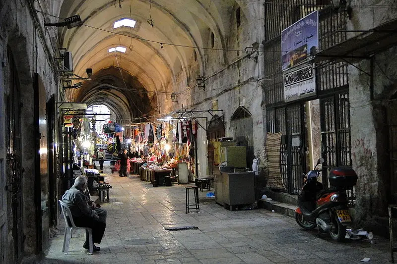 Covered market street in Jerusalem's Old City