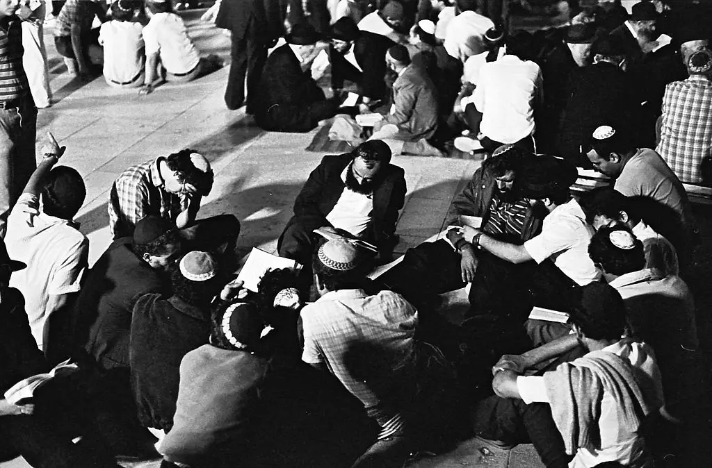 People praying and studying at the Western Wall