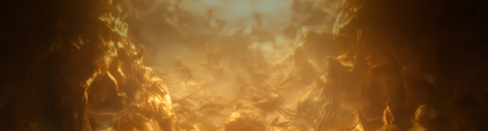 Fondo artístico abstracto dorado con figuras etéreas