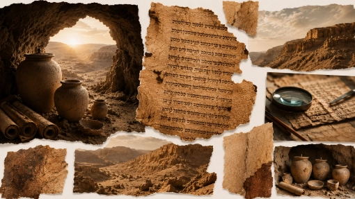 Ancient Dead Sea Scrolls and pottery discovered in the Judean Desert.